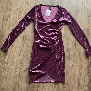 Velvet crossbody rouched dress